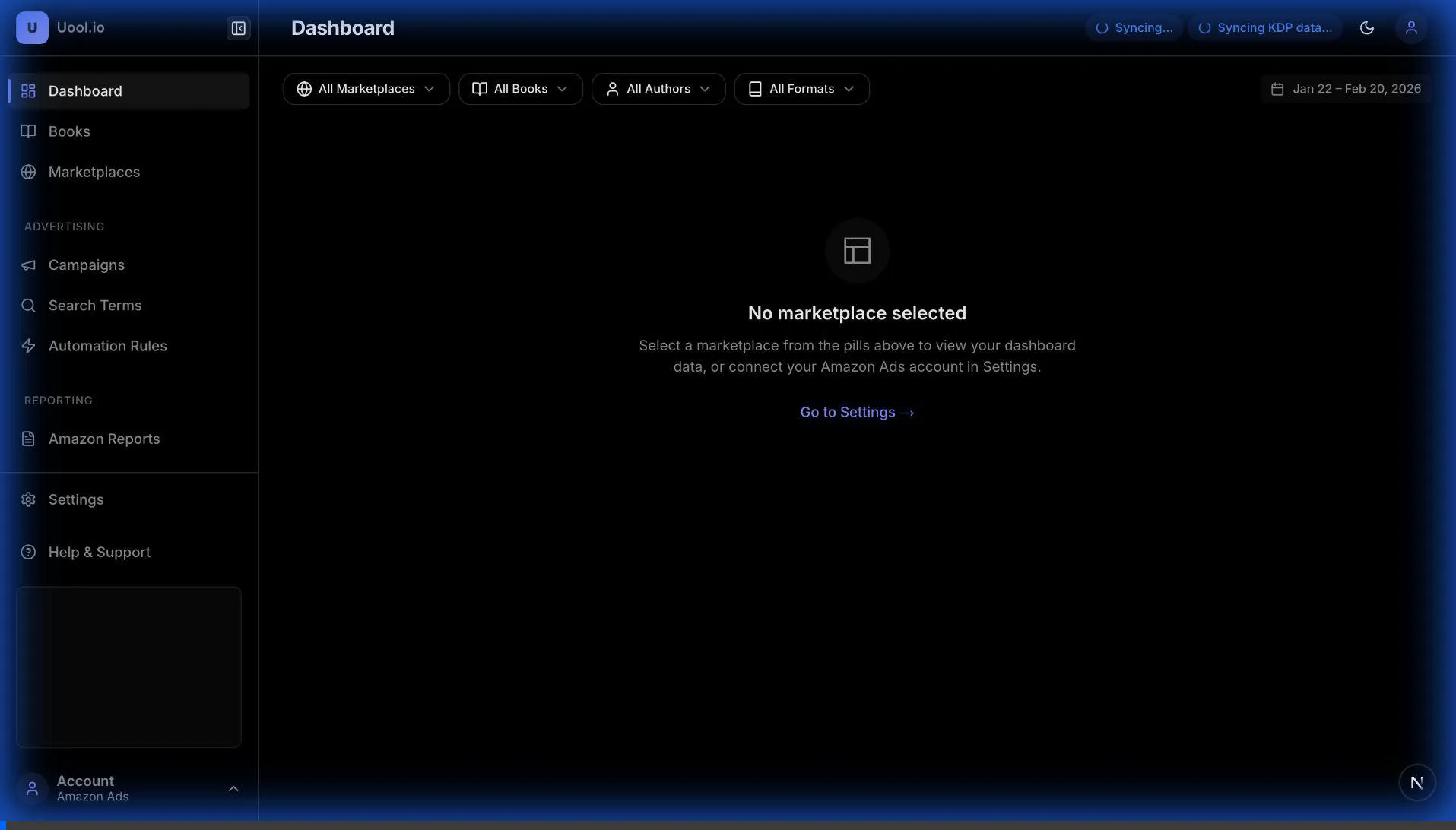 Uool.io Dashboard — Amazon Ads optimization for KDP authors